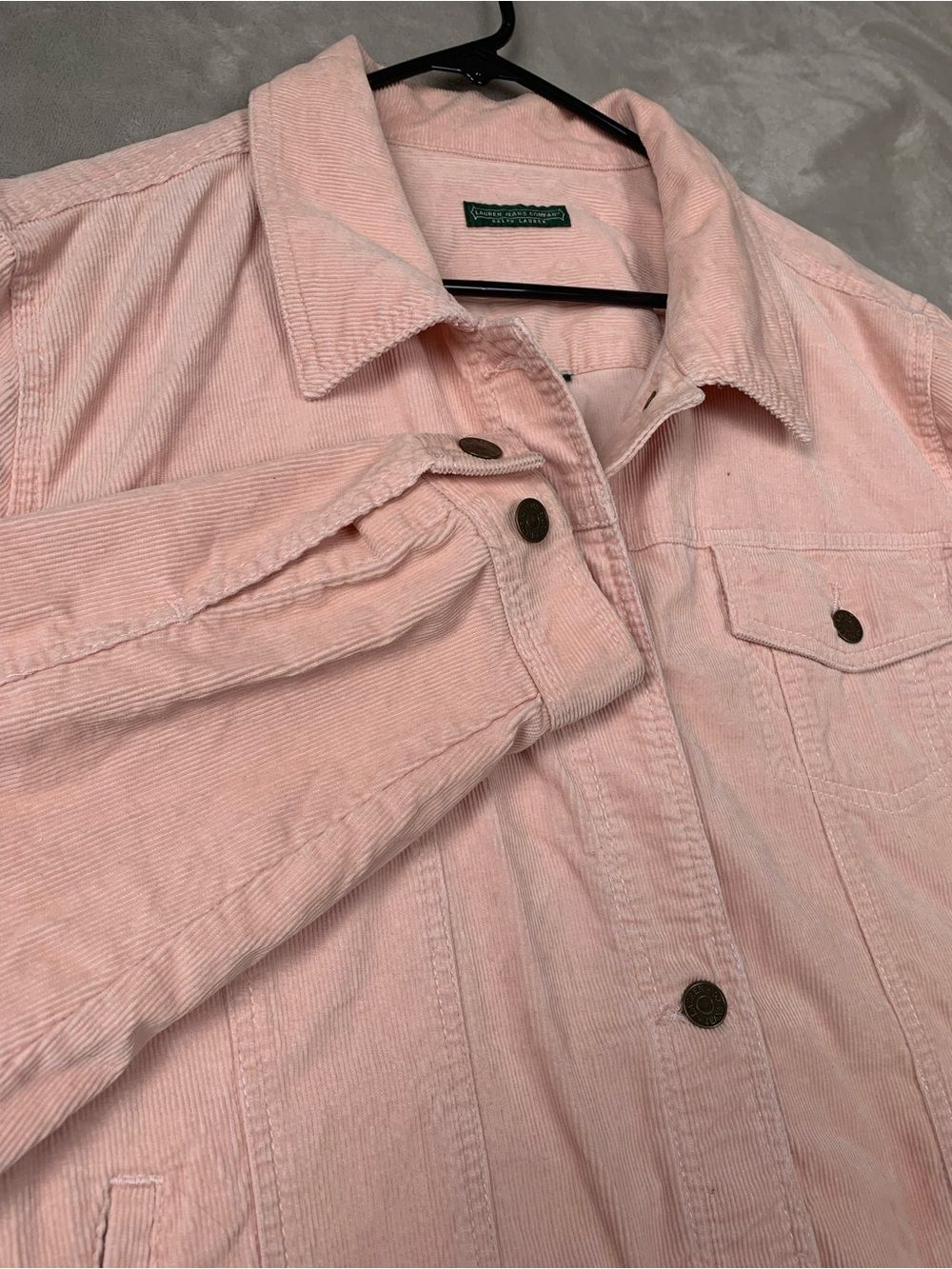 Lauren Ralph Lauren Women XL Pale Pink Corduroy Trucker Jacket Button